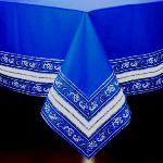 Provencal Blue Square Cotton Tablecloth 63"X63" "Volutes"