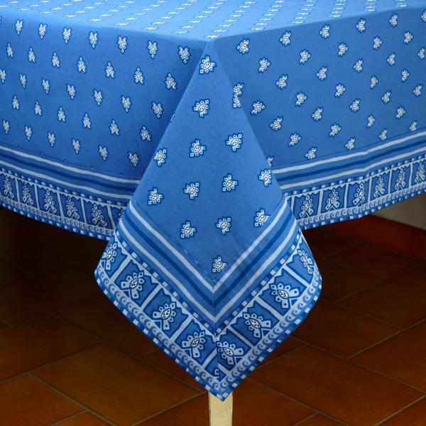 Provencal Square Cotton Tablecloth Blue "Roussillon" 67" x 67