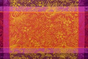 Set of 4 Orange Jacquard Placemats Yellow Colombes