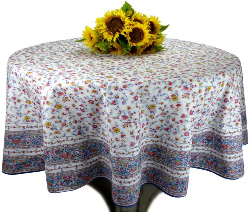 Round Cotton Coated Tablecloth Multicolor "Country" pattern