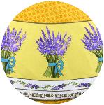 Round Cotton Coated Tablecloth Yellow "Lavender" pattern