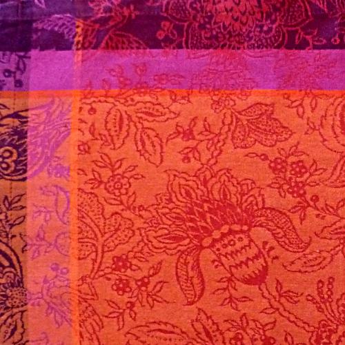 Jacquard Table Runner, Red “Colombes” 22 x 87 inches