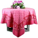 Square Cotton Tablecloth Pink 69"X69" "Campano"