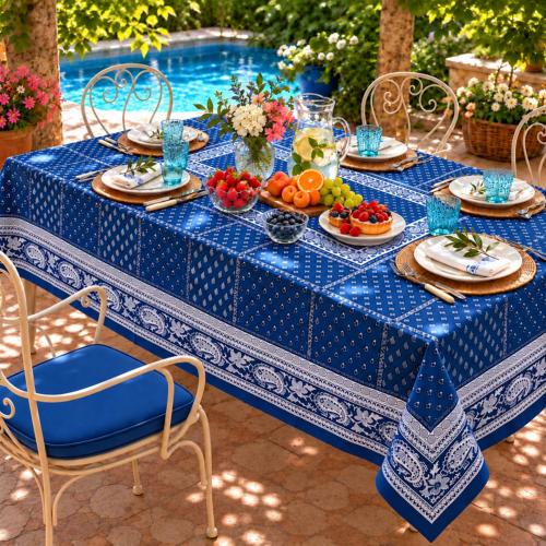 Rectangle Cotton Tablecloth Blue 59"X98,5" "Vaccarès