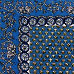 Provencal Quilted Cotton Square Table Mat Blue "Dentelle" pattern