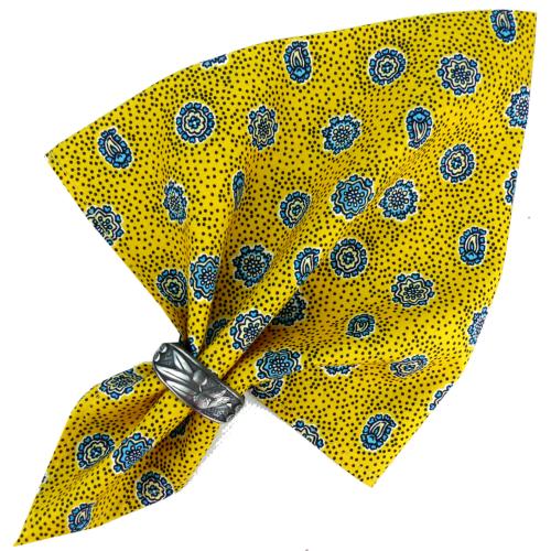 Yellow Napkin, Provencal design "Mistraou", 100% pure cotton