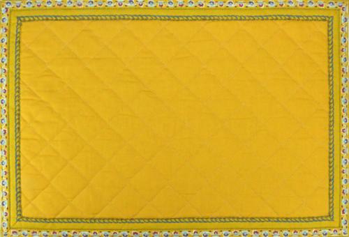 Reversible Placemat plain Yellow and "Bamboo" design