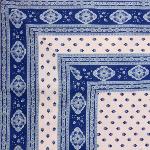 Ecru/Blue Rectangle Tablecloth 63X79" "Esterel" pattern