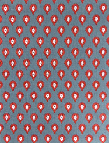 French Provencal Printed cotton Fabric Indianaire Grey