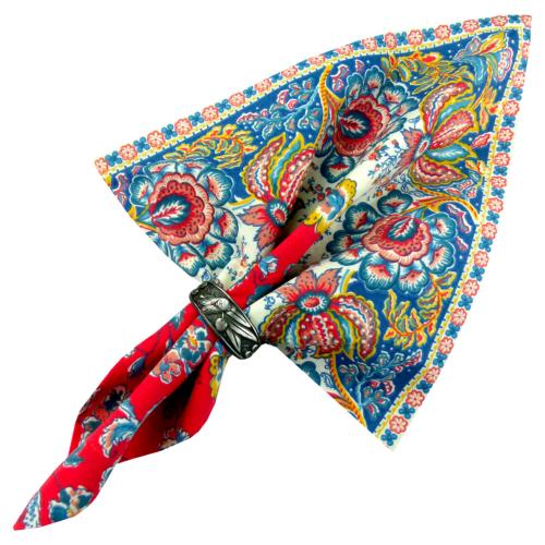 Red Napkin, Provencal design "Arles", 100% pure cotton