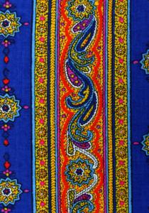 "Blue Volutes” Provencal Pre-cut Border Stripe Fabric