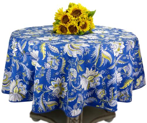 Round Cotton Provencal Tablecloth Blue "Inola"