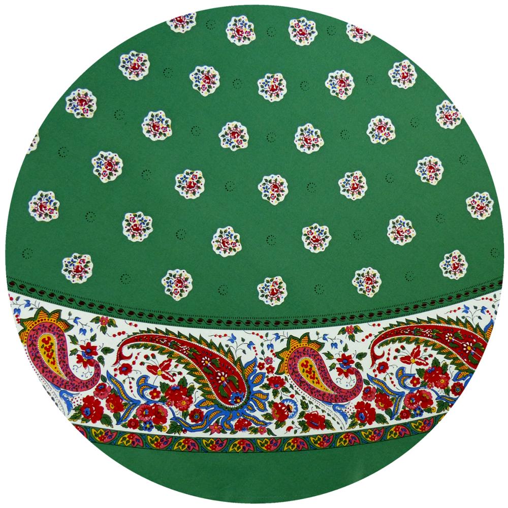 Green Round Cotton Tablecloth "Maianenco" pattern
