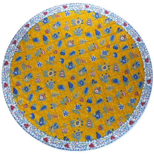 Provencal Quilted Round Table Mats Mustard "Floral