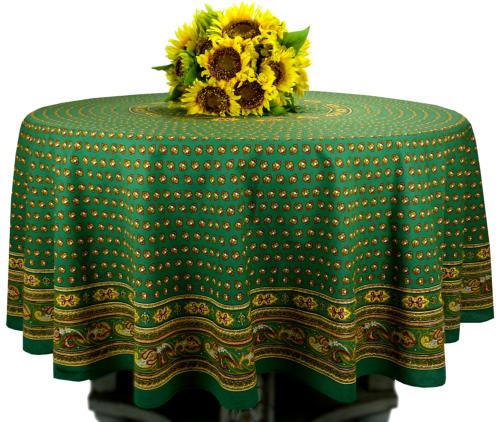 Round Cotton Tablecloth Green "Bastidin"
