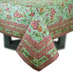 Square Cotton Tablecloth Mint 63"X63" "Colombes" pattern