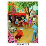 Provencal Cotton Tea Towel, 19 x 26 inches, "La Pétanque" design