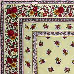 Provencal Square Cotton Tablecloth Beige "Flowers" 63" x 63