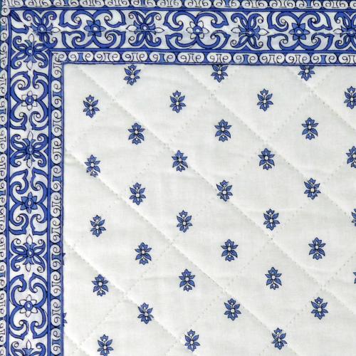 White Provencal quilted table runner "Lavandin" 16x35 inch