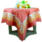 Rectangle Coral Pink Cotton Tablecloth 67"X102" "Campano"