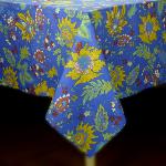 Provencal Square Cotton Tablecloth 69"X69" Blue "Bambou" 
