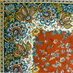 Square Provencal Cotton Tablecloth 67"X67" Terracotta "Arles" 