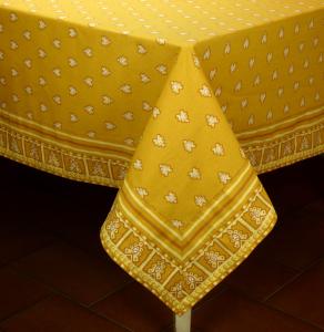 Provencal Square Cotton Tablecloth Ocher "Roussillon" 67" x 67