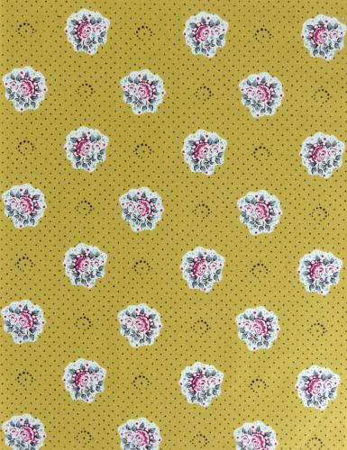 French Provencal Printed cotton Fabric Flowers Yellow