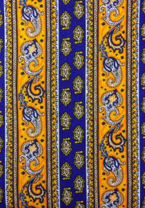 “Yellow Lotus”, French Border Stripe Fabric 59