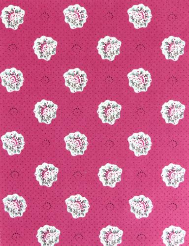 French Provencal Printed cotton Fabric Flowers Pink