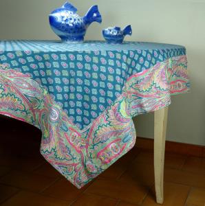 Provencal Rectangle Cotton Tablecloth Emerald "Calissons