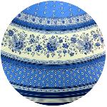 Round Provencal Cotton Tablecloth 71'' Blue "Gordes"