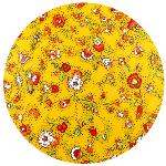 Round Cotton Coated Tablecloth Yellow "Country" pattern