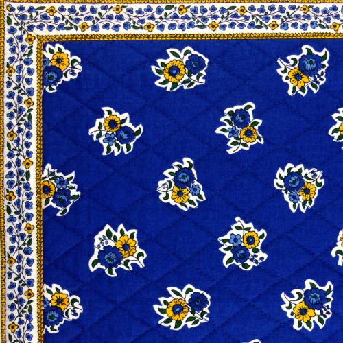 Blue Provencal quilted table runner "Flowers" 14x28 inch