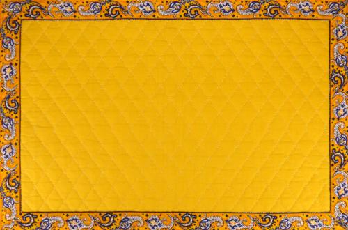 Reversible Placemat plain Yellow and "Blue Lotus" design