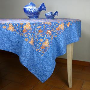Provencal Square Cotton Tablecloth blue "Colombes