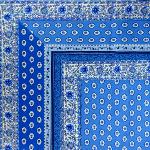 Square Cotton Tablecloth 63"X63" Blue "Gordes" design