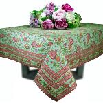 Mint Rectangle Tablecloth 63X79" "Colombes" pattern