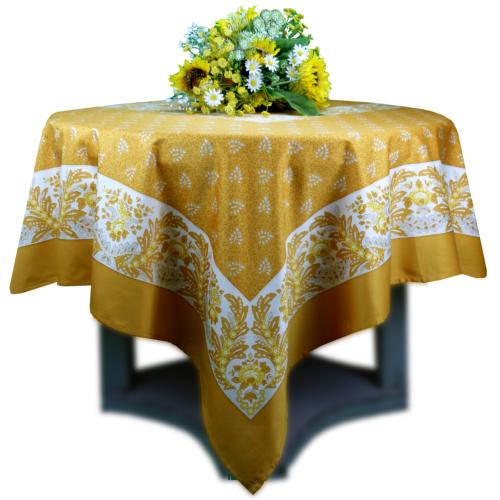 Rectangle Cotton Tablecloth Yellow Ochre 69"X102" "Campano"