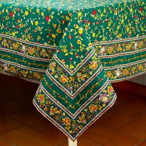 Provencal Square Cotton Tablecloth Green "Country" 71" x 71