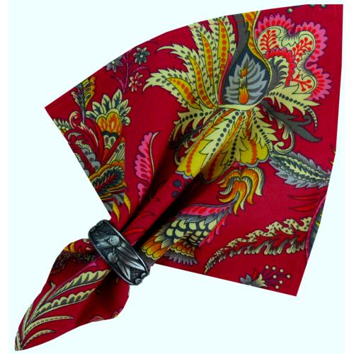 Red Napkin, Provencal design "Inola", 100% pure cotton
