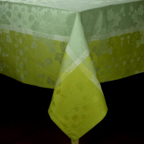 Square French Jacquard Tablecloth Green grape pattern 69x69"