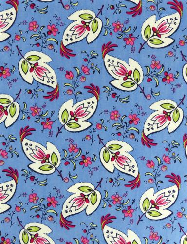 French Provencal Printed cotton Fabric Escari Blue