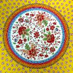 Round Provencal Tablecloth 71'' Yellow "Gordes"