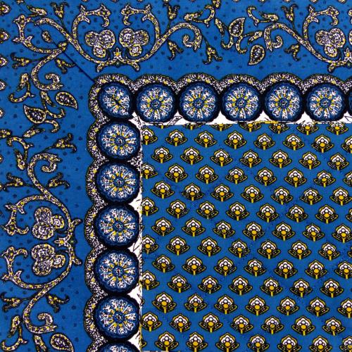 Provencal Quilted Cotton Square Table Mat Blue "Dentelle" pattern