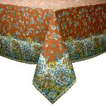 Square Provencal Cotton Tablecloth 67"X67" Terracotta "Arles" 