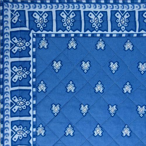 Provencal Blue quilted table runner "Roussillon" 18x40 inch