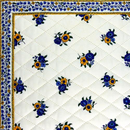White Provencal quilted table runner "Flowers" 14x28 inch