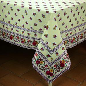 Provencal Square Tablecloth Beige "Flowers" 63x63"