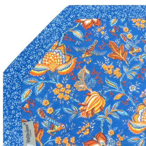 Octogonal Provencal quilted cotton Placemat Blue "Colombes